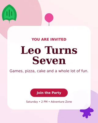 Botanical Kids Birthday Portrait Post — editable white celebration template, instagram portrait
