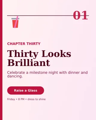 Editorial 30th Birthday Portrait Post — editable white celebration template, instagram portrait