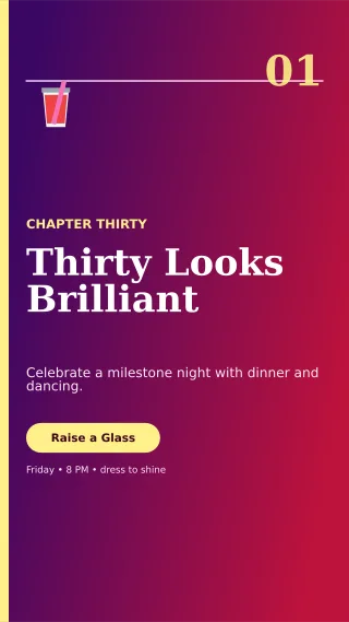 Editorial 30th Birthday Story — editable purple celebration template, story / reel