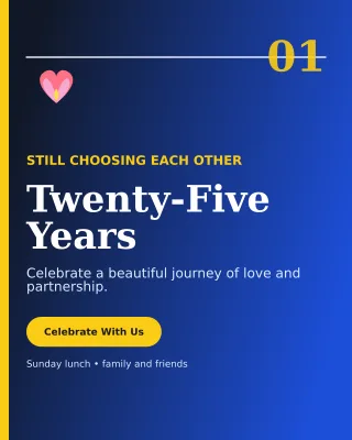Editorial Anniversary Celebration Portrait Post — editable blue celebration template, instagram portrait