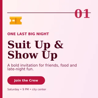 Editorial Bachelor Party Square Post — editable white celebration template, instagram post