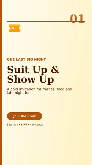 Editorial Bachelor Party Story — editable white celebration template, story / reel