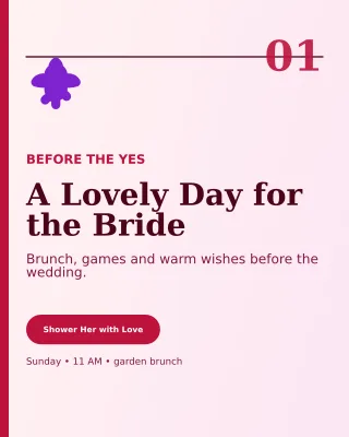 Editorial Bridal Shower Portrait Post — editable white celebration template, instagram portrait