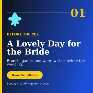 Editorial Bridal Shower Square Post — editable blue celebration template, instagram post
