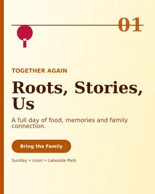 Editorial Family Reunion Portrait Post — editable white celebration template, instagram portrait