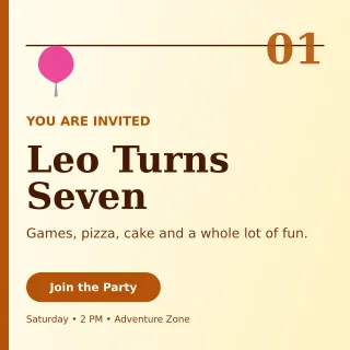 Editorial Kids Birthday Square Post — editable white celebration template, instagram post