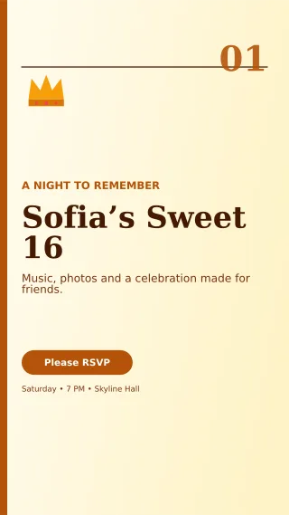 Editorial Sweet Sixteen Story — editable white celebration template, story / reel