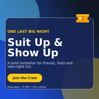 Glass Bachelor Party Square Post — editable blue celebration template, instagram post