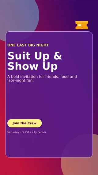 Glass Bachelor Party Story — editable purple celebration template, story / reel