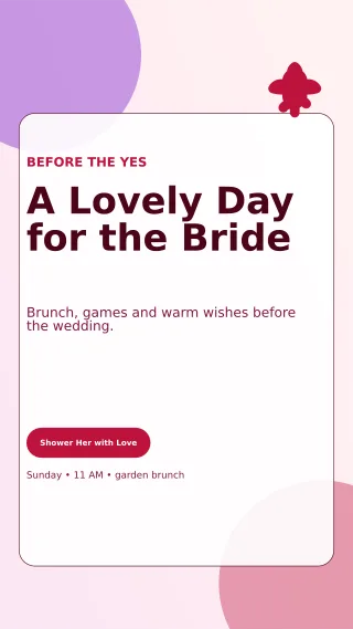 Glass Bridal Shower Story — editable white celebration template, story / reel