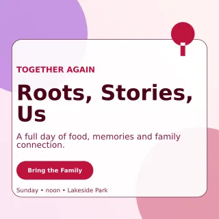 Glass Family Reunion Square Post — editable white celebration template, instagram post