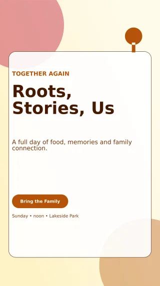Glass Family Reunion Story — editable white celebration template, story / reel
