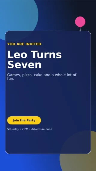 Glass Kids Birthday Story — editable blue celebration template, story / reel