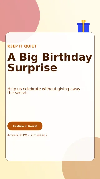 Glass Surprise Party Story — editable white celebration template, story / reel