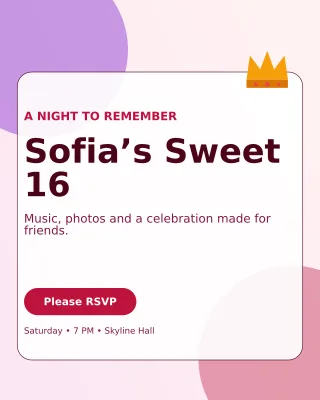 Glass Sweet Sixteen Portrait Post — editable white celebration template, instagram portrait