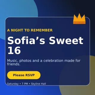 Glass Sweet Sixteen Square Post — editable blue celebration template, instagram post