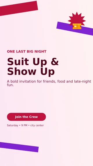 Kinetic Bachelor Party Story — editable white celebration template, story / reel