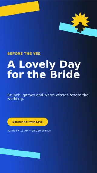 Kinetic Bridal Shower Story — editable blue celebration template, story / reel
