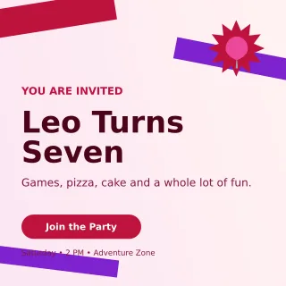 Kinetic Kids Birthday Square Post — editable white celebration template, instagram post