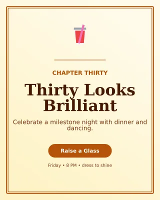 Luxe 30th Birthday Portrait Post — editable white celebration template, instagram portrait