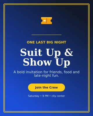Luxe Bachelor Party Portrait Post — editable blue celebration template, instagram portrait