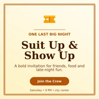 Luxe Bachelor Party Square Post — editable white celebration template, instagram post