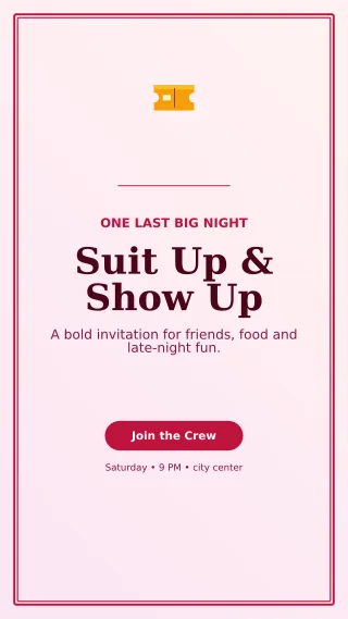 Luxe Bachelor Party Story — editable white celebration template, story / reel