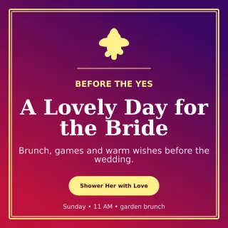 Luxe Bridal Shower Square Post — editable purple celebration template, instagram post