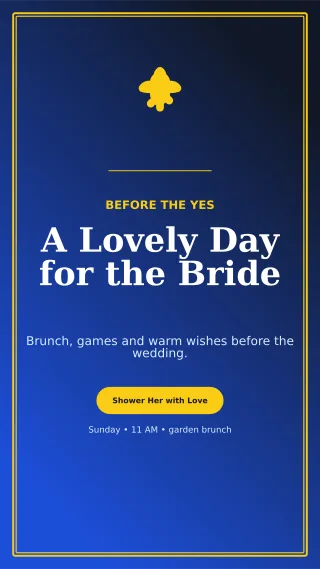 Luxe Bridal Shower Story — editable blue celebration template, story / reel