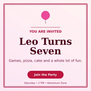 Luxe Kids Birthday Square Post — editable white celebration template, instagram post