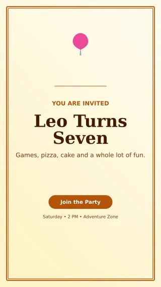 Luxe Kids Birthday Story — editable white celebration template, story / reel