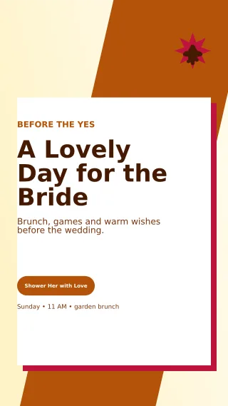 Neo Bridal Shower Story — editable white celebration template, story / reel