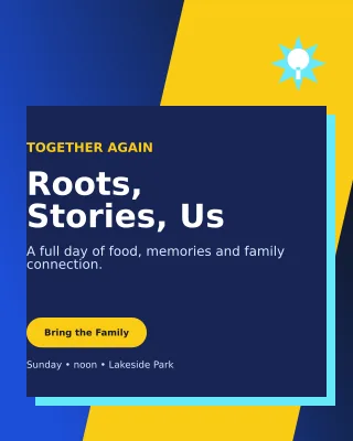 Neo Family Reunion Portrait Post — editable blue celebration template, instagram portrait