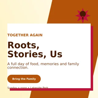 Neo Family Reunion Square Post — editable white celebration template, instagram post