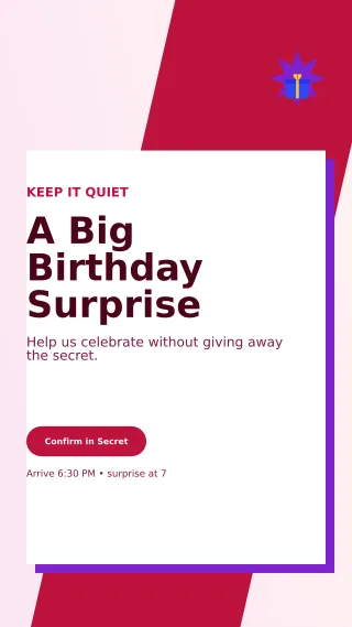Neo Surprise Party Story — editable white celebration template, story / reel