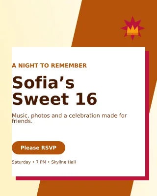 Neo Sweet Sixteen Portrait Post — editable white celebration template, instagram portrait