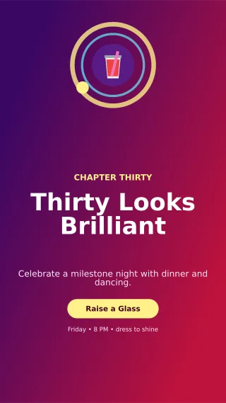 Orbit 30th Birthday Story — editable purple celebration template, story / reel