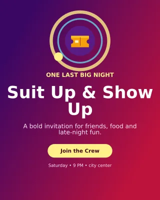 Orbit Bachelor Party Portrait Post — editable purple celebration template, instagram portrait