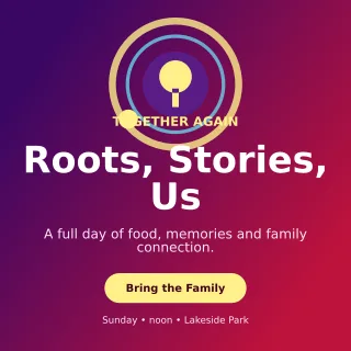 Orbit Family Reunion Square Post — editable purple celebration template, instagram post