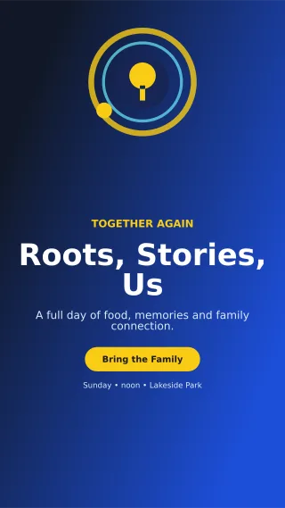 Orbit Family Reunion Story — editable blue celebration template, story / reel