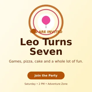 Orbit Kids Birthday Square Post — editable white celebration template, instagram post
