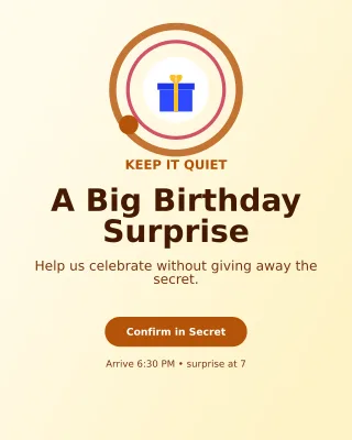 Orbit Surprise Party Portrait Post — editable white celebration template, instagram portrait