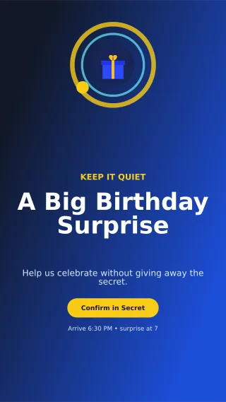 Orbit Surprise Party Story — editable blue celebration template, story / reel