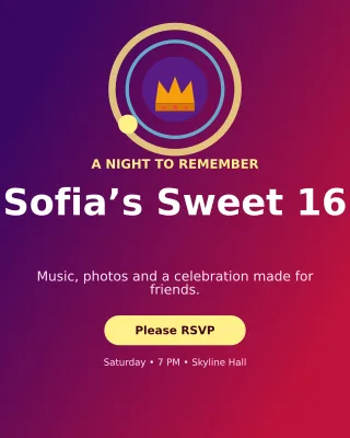 Orbit Sweet Sixteen Portrait Post — editable purple celebration template, instagram portrait