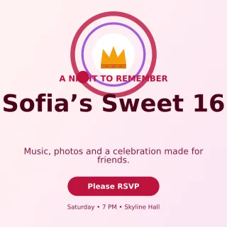 Orbit Sweet Sixteen Square Post — editable white celebration template, instagram post