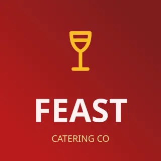 Catering Service Logo — editable red branding template, logo / badge