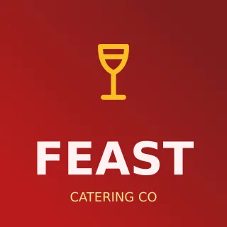 Catering Service Logo — editable red branding template, logo / badge