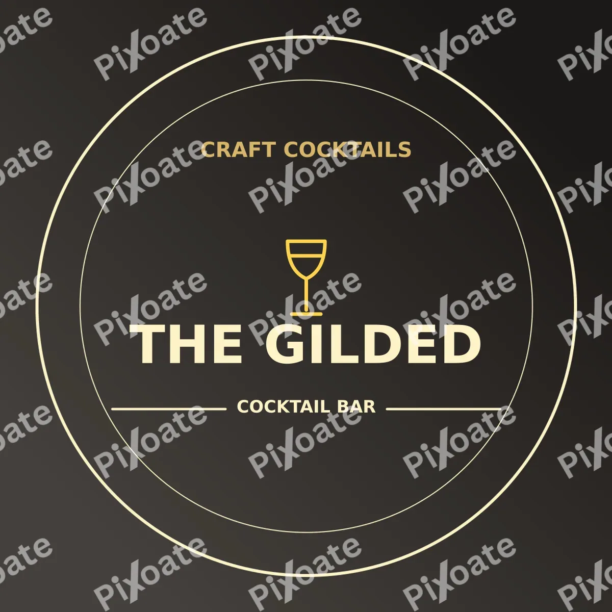 Cocktail Bar Logo Cocktail Bar Logo — editable black branding template, logo / badge