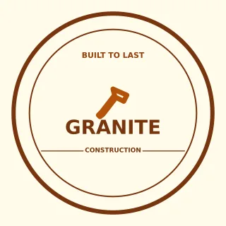 Construction Logo — editable white branding template, logo / badge