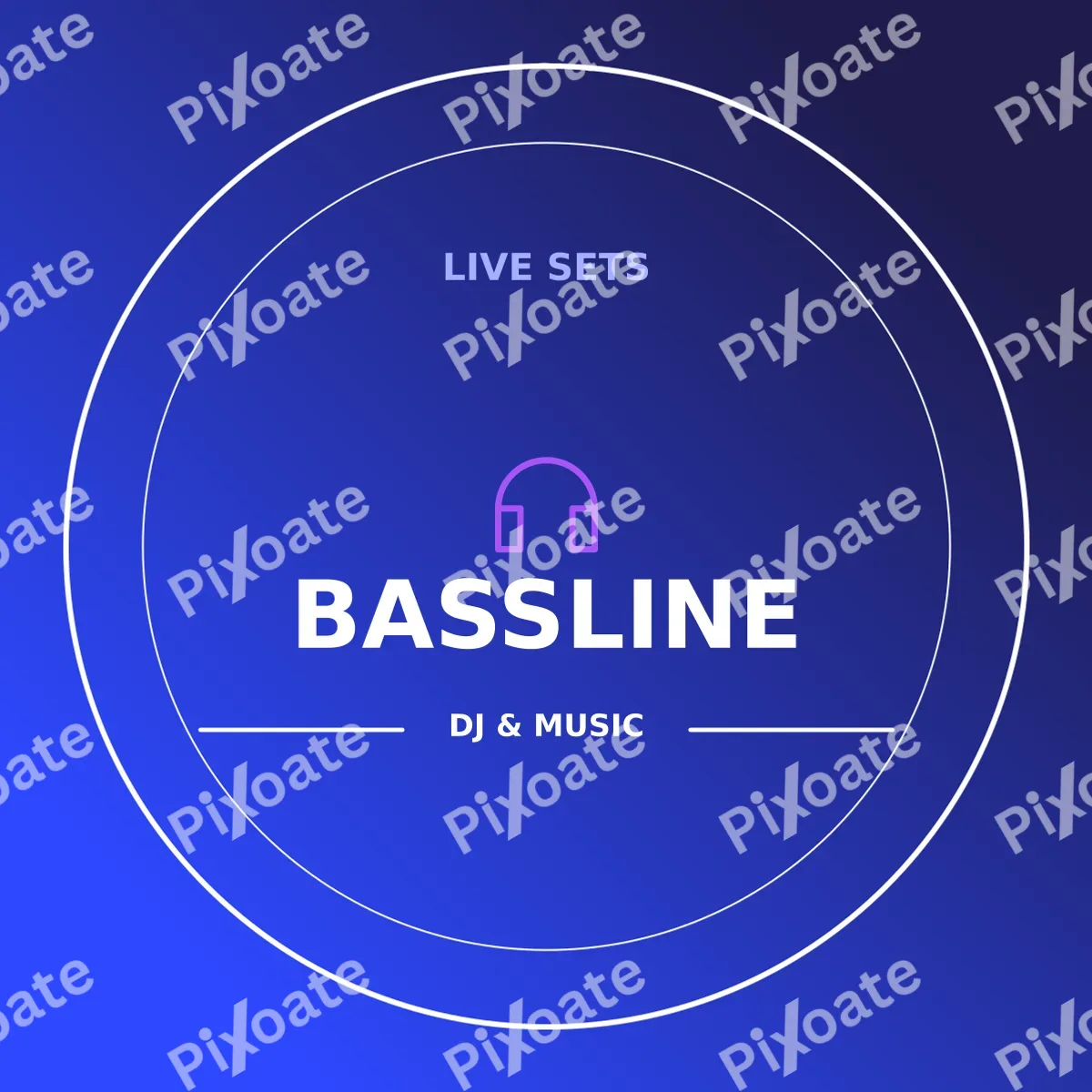 DJ Music Logo DJ Music Logo — editable blue branding template, logo / badge
